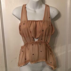 Honey Punch Sheer Blush Top with Matching Bandeau